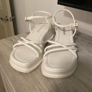 White platform sandals